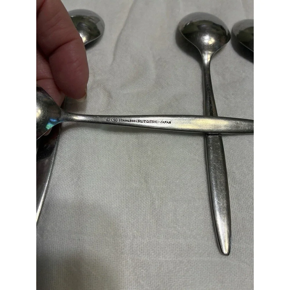 HF Hanford Forge RUTGERS Stainless Flatware  TEASPOONS Lot Of 7 Japan MCM